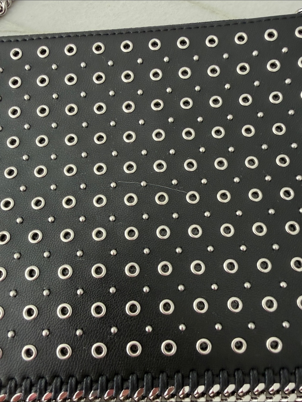 Stella McCartney Black Eyelet-Stud Chain Clutch - Picture 10 of 13